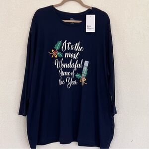 Kim Rogers Long Sleeve T Shirt Navy Super Soft 4X Holiday New